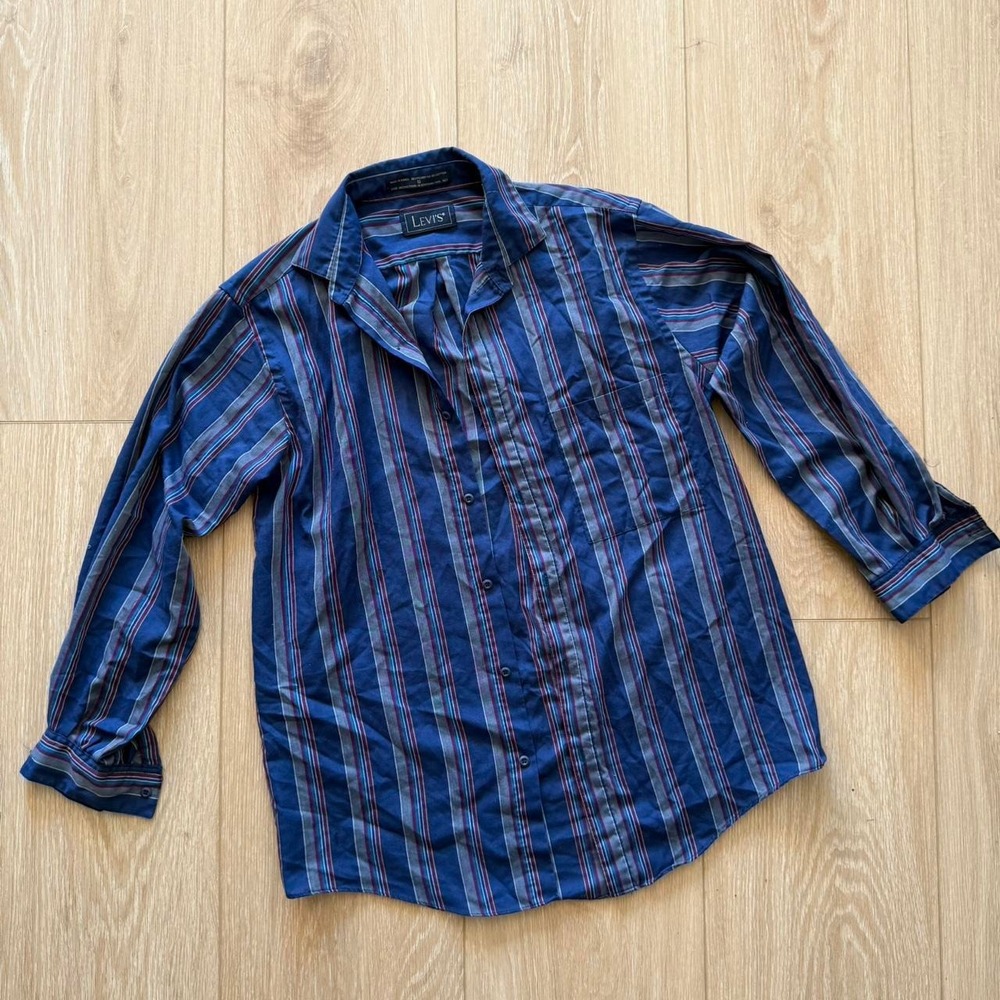 Vintage 1990's Deadstock Levi's Blue Navy Multi Striped Button Up